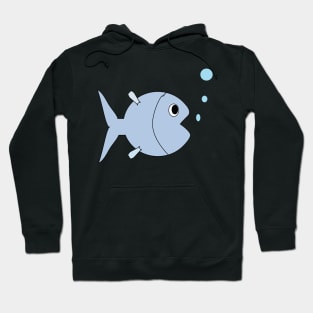 Blue fish doodle drawing Hoodie